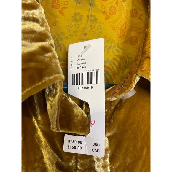 Anthropologie Pilcro Relaxed Velvet Bronze button down XS NWT - Picture 2 of 6